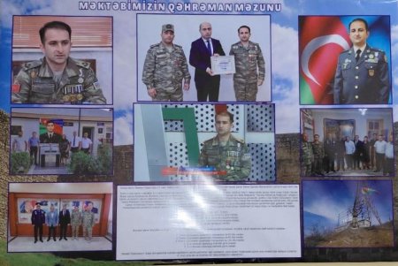 Vətən müharibəsi iştirakçısı, Azərbaycan Bayrağı ordenli, istefada olan mayor Mədəd Süleymanovun qəhrəmanlıq stendi yaradılıb Vətən müharibəsi iştirakçısı, Azərbaycan Bayrağı ordenli, istefada olan mayor Mədəd Süleymanovun qəhrəmanlıq stendi yaradılıb